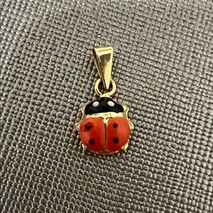 💝 Italian Red and Black Enamel Ladybug Pendant in 18kt Yellow Gold